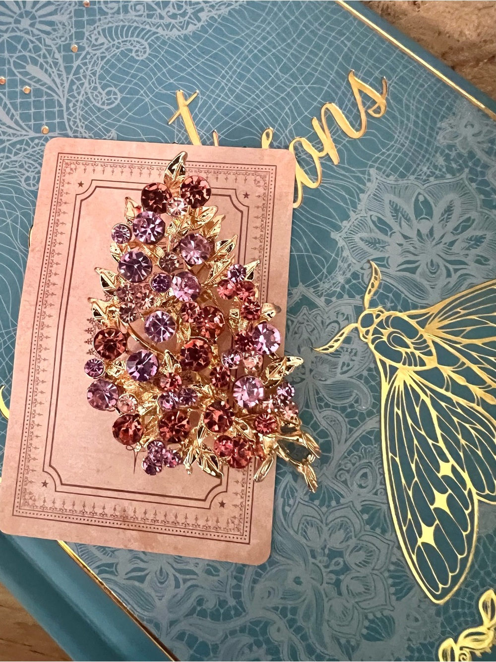 New! Aratta Spring Bouquet Soft Pink  Rhinestone Beautiful Oversized Brooch Pin